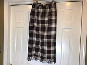 Vtg Nouveaux Plaid Maxi Skirt Sz 10 Fringe Wool Bl. Equestrian Academia Preppy